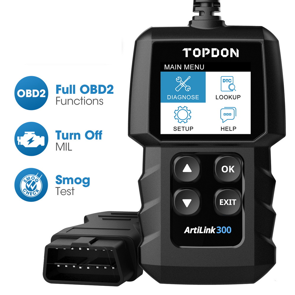 Topcon al300 obd2 escáner OBDII lector de código automotriz herramienta de diagnóstico automotriz obd2 analizador de motor de escáner automotriz herramienta de diagnóstico automático de fallas PK elm327