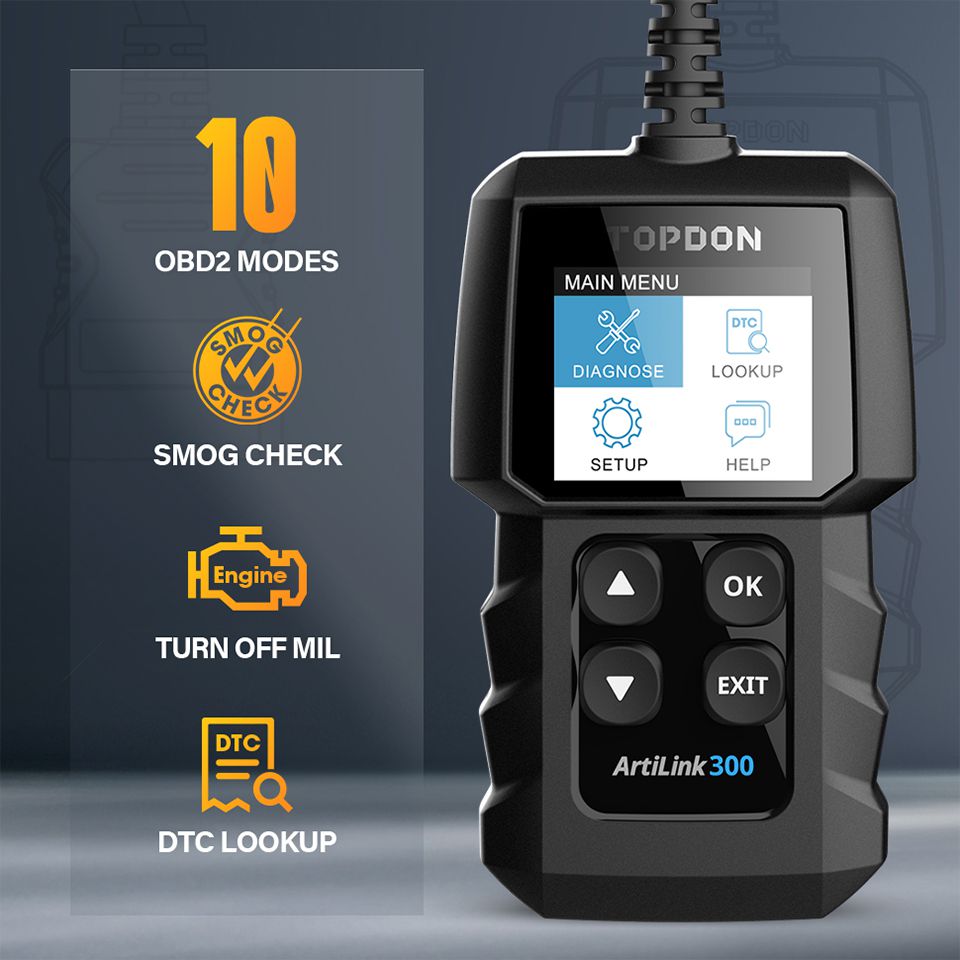 Topcon al300 obd2 escáner OBDII lector de código automotriz herramienta de diagnóstico automotriz obd2 analizador de motor de escáner automotriz herramienta de diagnóstico automático de fallas PK elm327