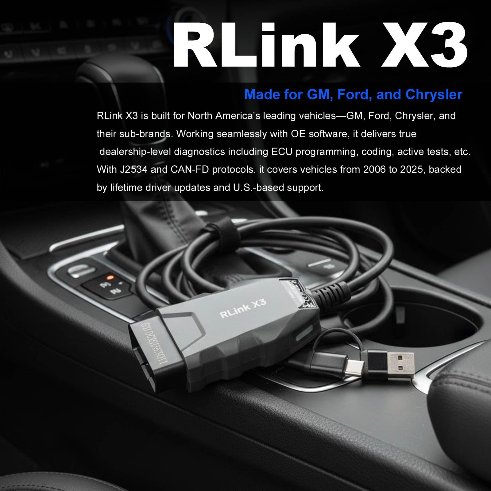 2026 TOPDON RLink X3 J2534 Pass-thru Programmer for US Vehicle Brands for GM, Ford, and Chrysler