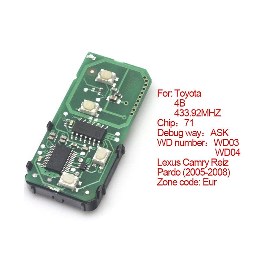 Tarjeta inteligente 4 botones 433.92mhz número: 271451 - 0140 - UE para Toyota