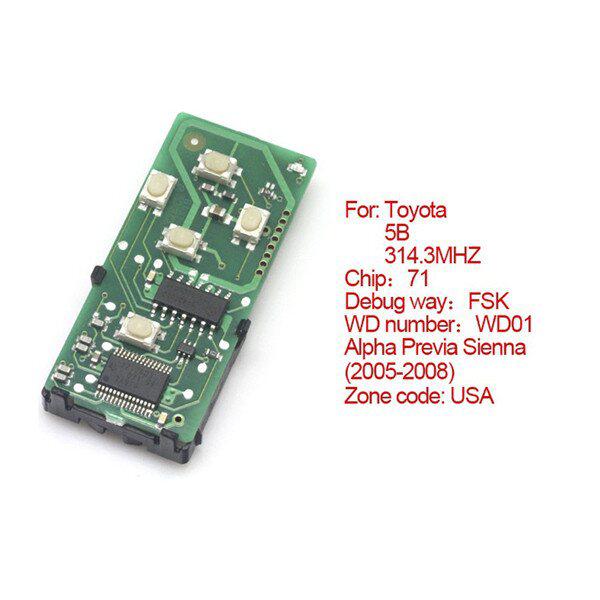 Toyota smartcard Board 5 botones 314.3mhz número 271451 - 6221 - USA