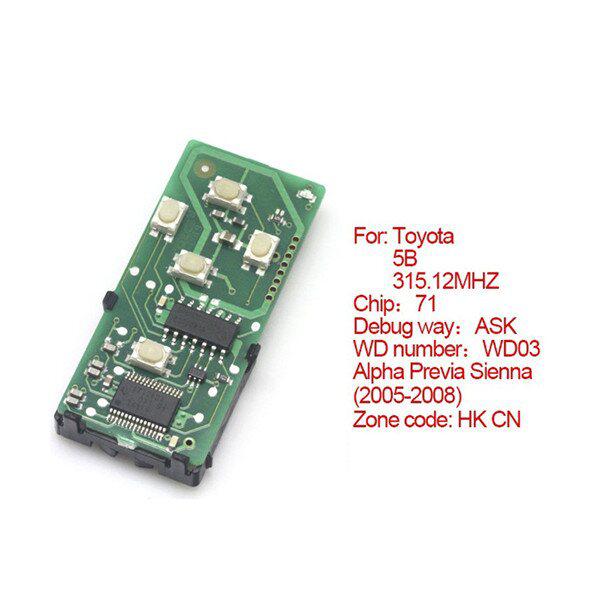 Toyota smartcard Board 5 botones 315.12mhz número: 271451 - 0780 - HK - CN