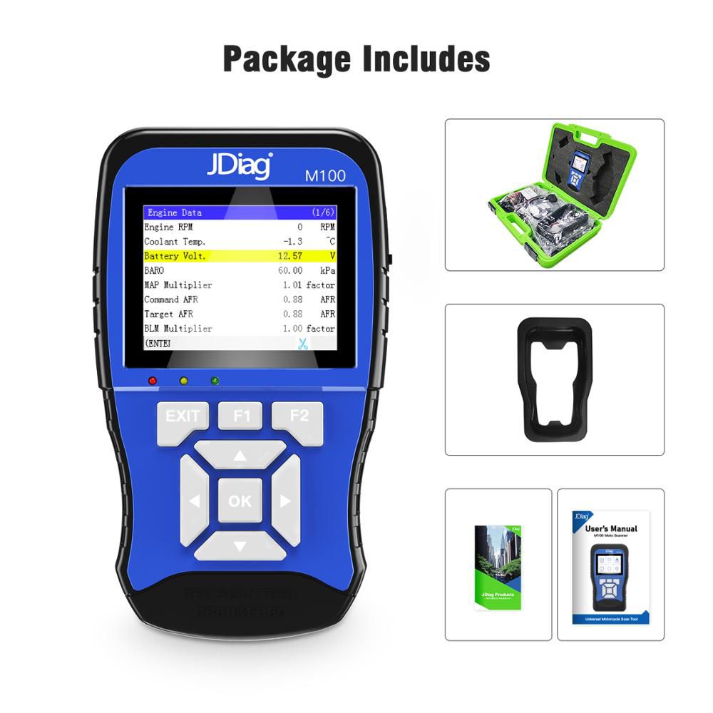 Jdiag m100 Universal Motor Fault Diagnosis Machine + 12v Battery Test Machine Double System moto Fault Diagnosis Machine adecuado para Yamaha Kawasaki honda