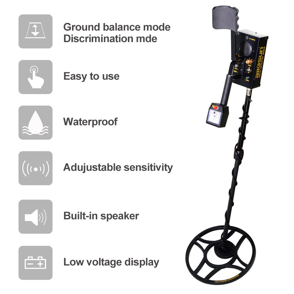 Detector de metales subterráneos ts130 de sol completo, detector de metales de oro de caja de hierro con bobina de detección impermeable