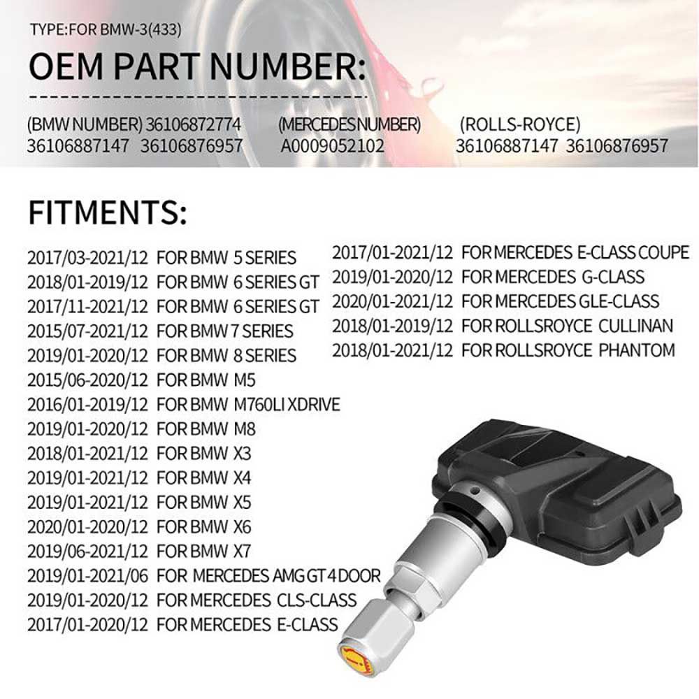 Modelo - bmw3 - 433 sensor tpms programable universal