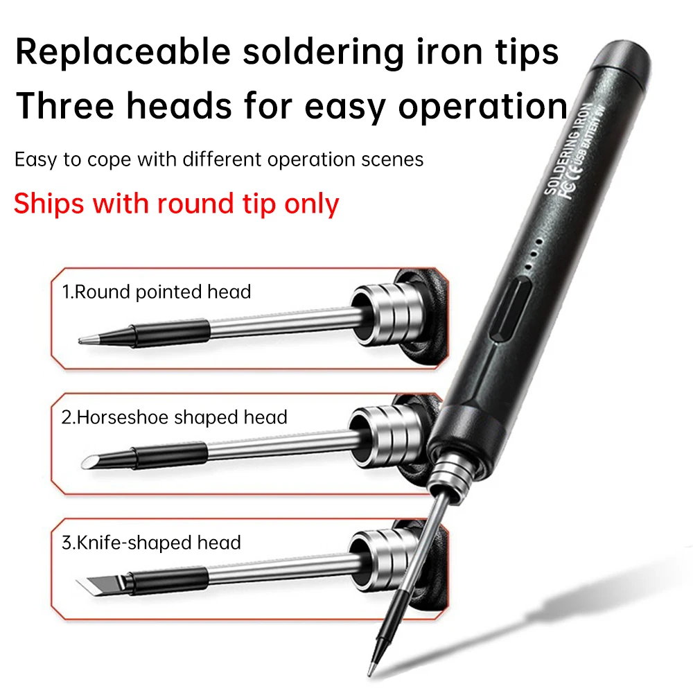USB Soldering Iron Kit Adjustable Temperature 300-450℃ Type-C 1000mAh Battery Intelligent Solder Welding Iron Tool