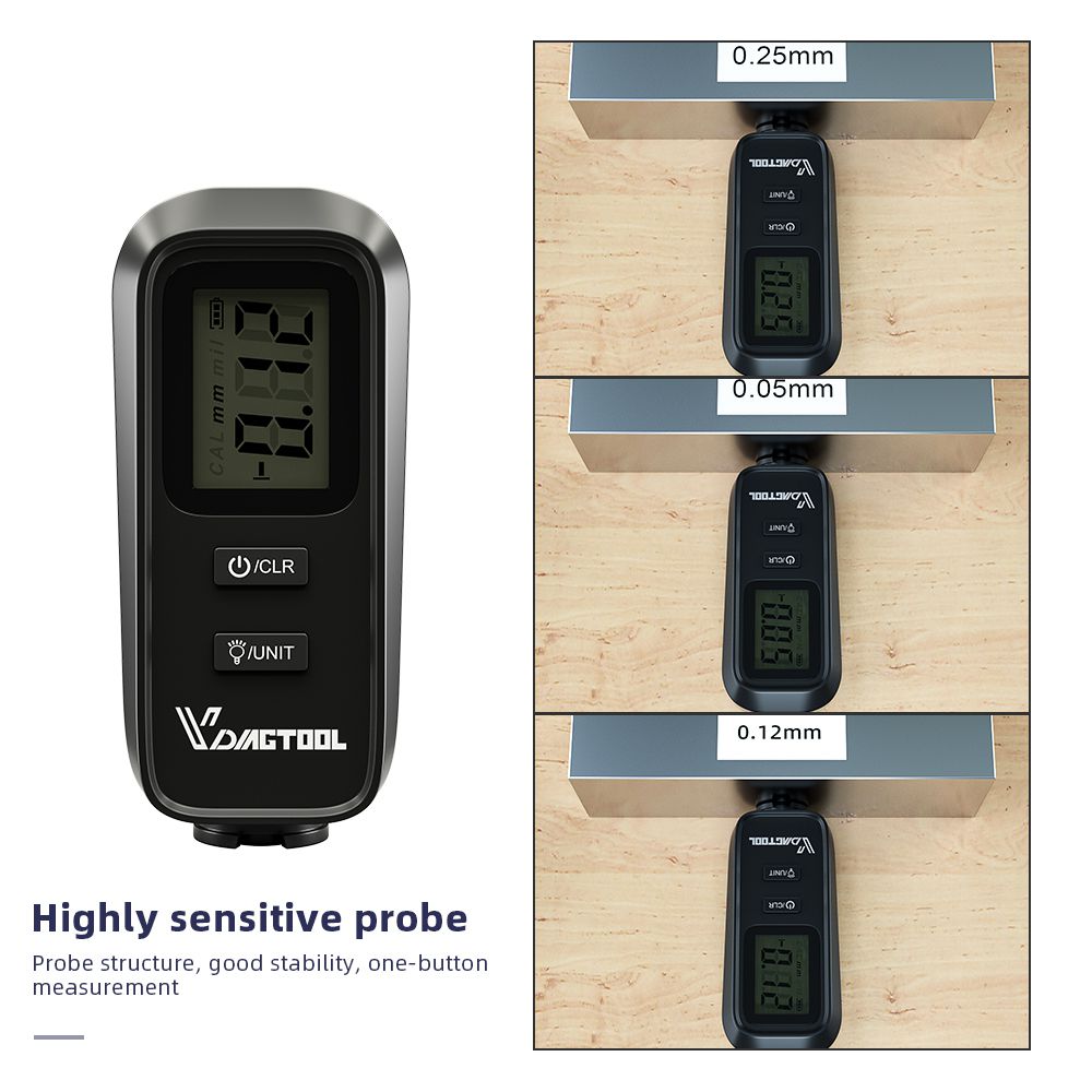 VDIAGTOOL VC100 Car Thickness Gauge Meter Digital Paint Films For Car Paint Tester LCD Backlight Thickness Coating Meter