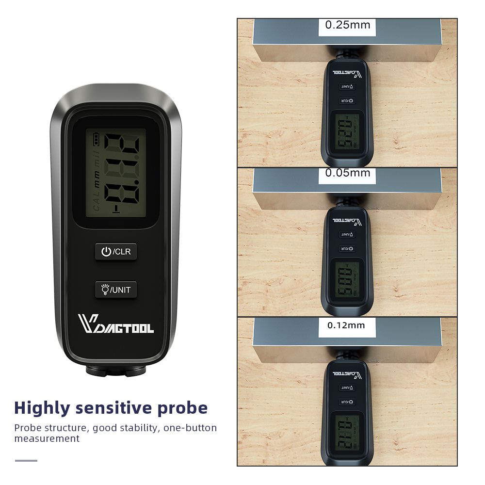 Vdiagtool vc100 medidor de espesor de automóviles medidor de espesor de pintura de automóviles medidor de espesor de retroiluminación LCD de película de laca digital