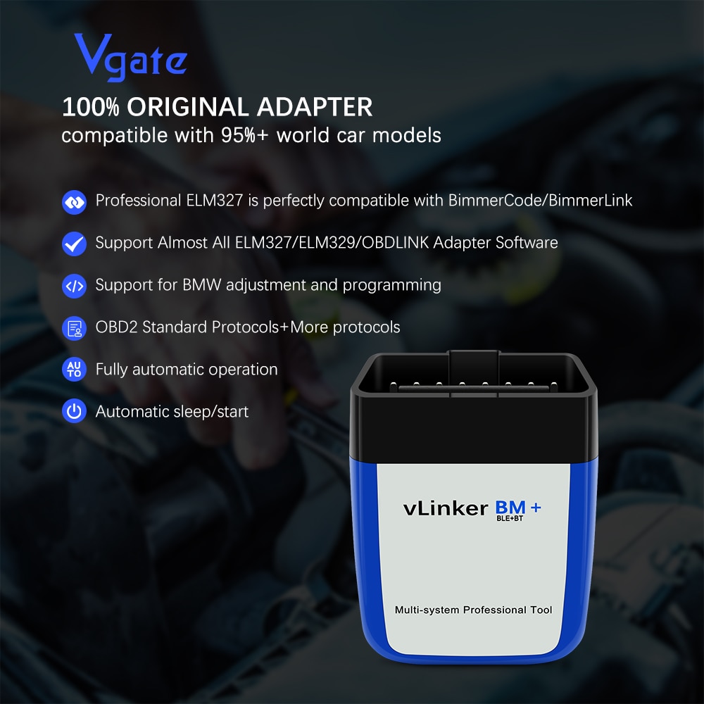 El escáner vgate vlinker BM Elm 327 obd2 está disponible para escáneres BMW WiFi OBD 2 herramienta automática de diagnóstico automotriz bimbercode Bluetooth compatible con Elm 327 V 1 5