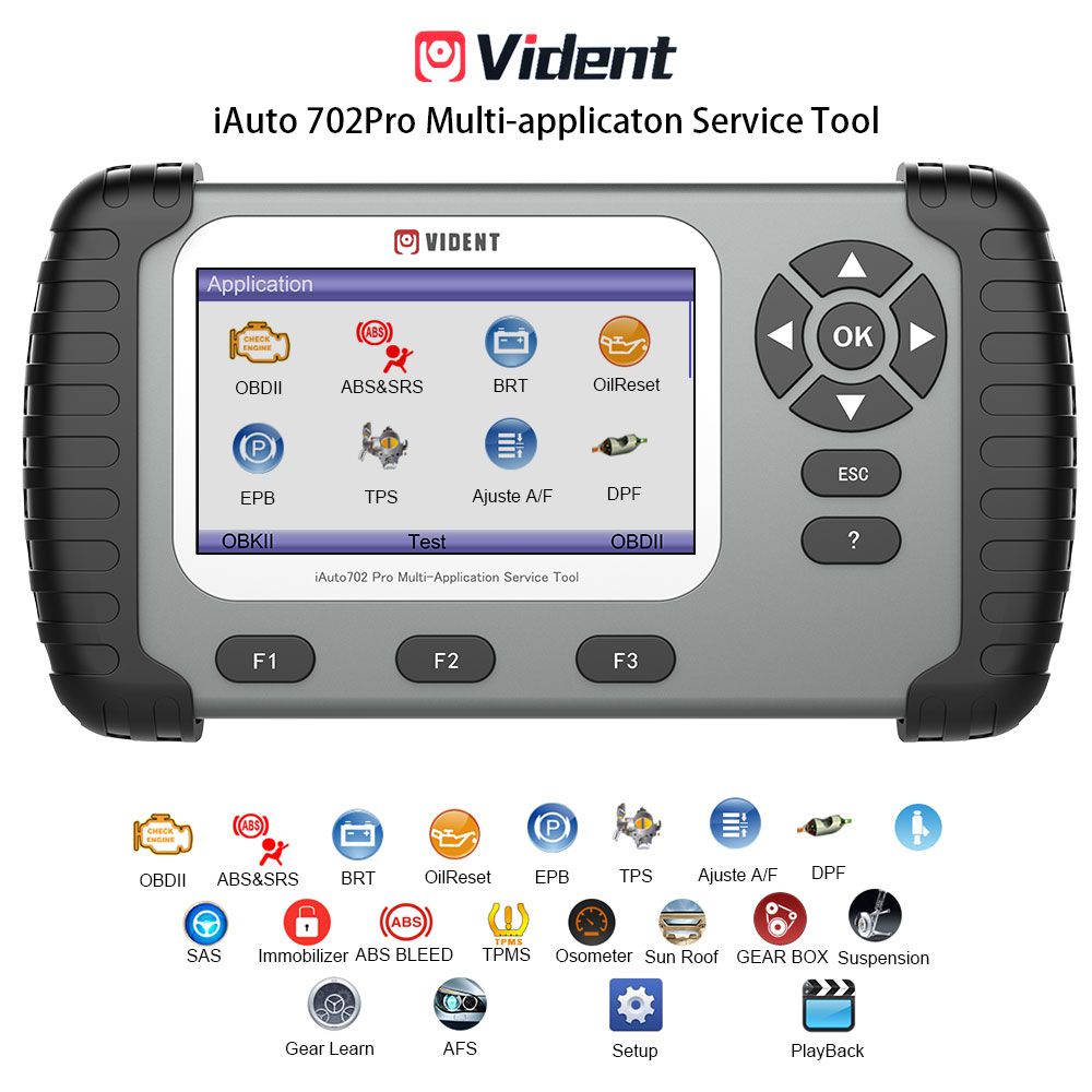VIDENT iAuto 702Pro Multi-applicaton Service Tool Support ABS/SRS/EPB/DPF Update to 19 Maintenances 3 Years Free Update Online