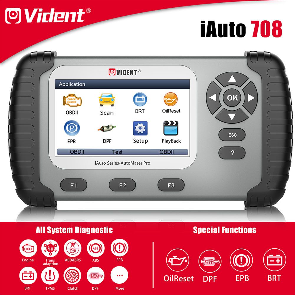  VIDENT iAuto708 Full System Scan Tool OBDII Scanner OBDII Diagnostic Tool for All Makes