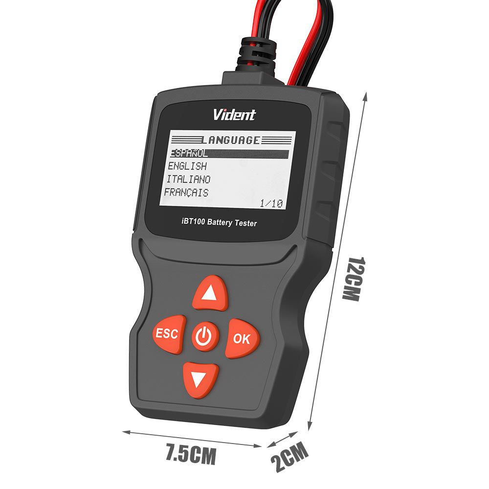 Vident iBT100 12V Battery Analyzer for Flooded, AGM,GEL 100-1100CCA Automotive Tester Diagnostic Tool