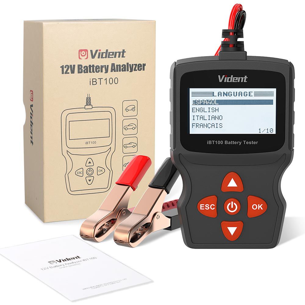 Analizador de batería vident ibt100 12v, adecuado para inundaciones, agm, gel 100 - 1100cca herramientas de diagnóstico de probadores automotrices