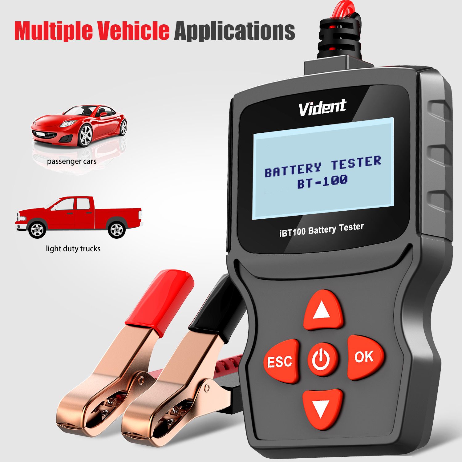Analizador de batería vident ibt100 12v, adecuado para inundaciones, agm, gel 100 - 1100cca herramientas de diagnóstico de probadores automotrices