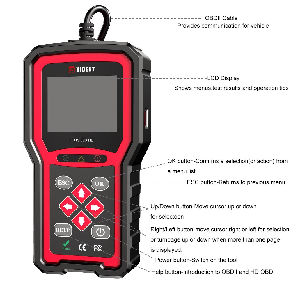 Herramienta de diagnóstico de camiones diésel vident ieeasy320hd escáner obd2 lector de código de automóviles herramienta de diagnóstico de camiones obd2