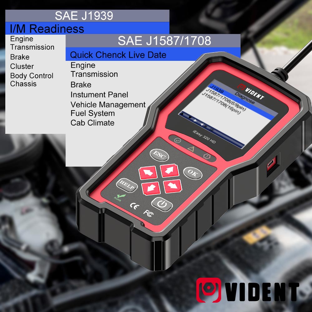 Vident iEasy320HD Diesel Truck Diagnostic Tool OBD2 Scanner Automotive Code Reader Trucks Cars OBD2 Diagnostic Tool