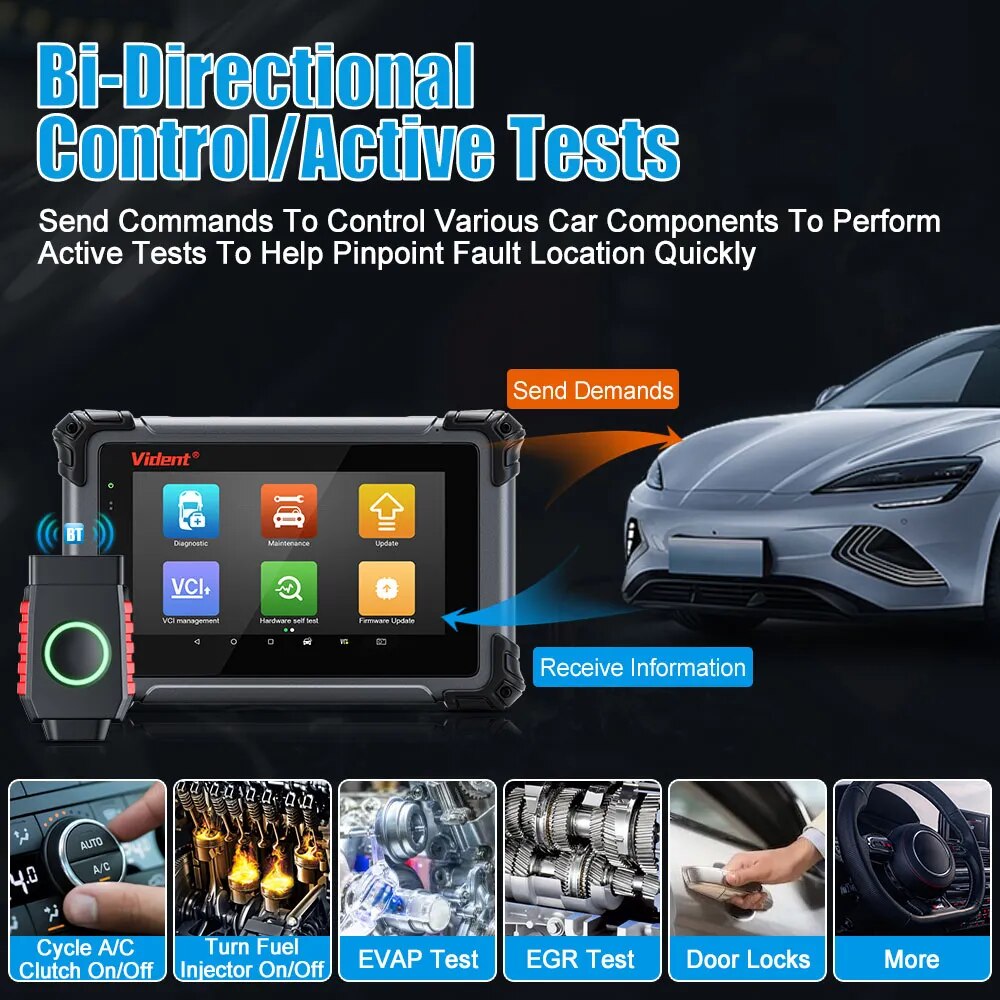 Vident iSmart800Pro BT OBD2 Bluetooth Car Diagnostic Tools 40 Reset Function Key Programmer Active Test Auto Scan Online Updates