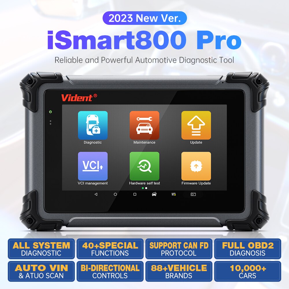 Vident ISMART 800PRO Professional Car Diagnostic Tool Key Programming Bi-Directional Control CAN FD Function OBD2 Scanner Tools