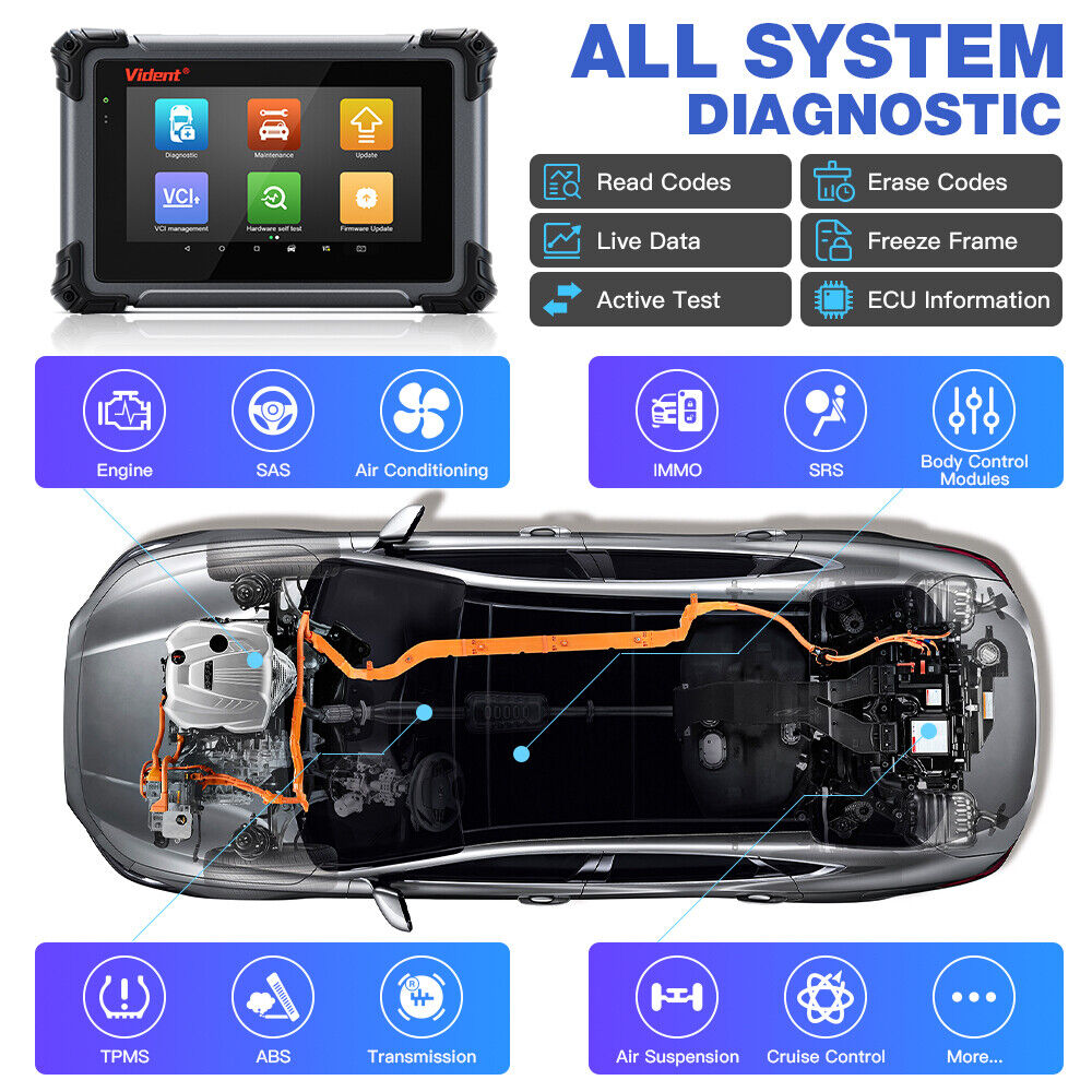 Vident ISMART 800PRO Professional Car Diagnostic Tool Key Programming Bi-Directional Control CAN FD Function OBD2 Scanner Tools