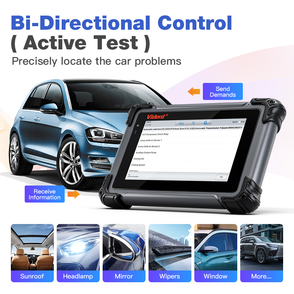 Vicent ismart 800pro herramienta profesional de diagnóstico automotriz programación de claves control bidireccional can FD función obd2 herramienta de escaneo