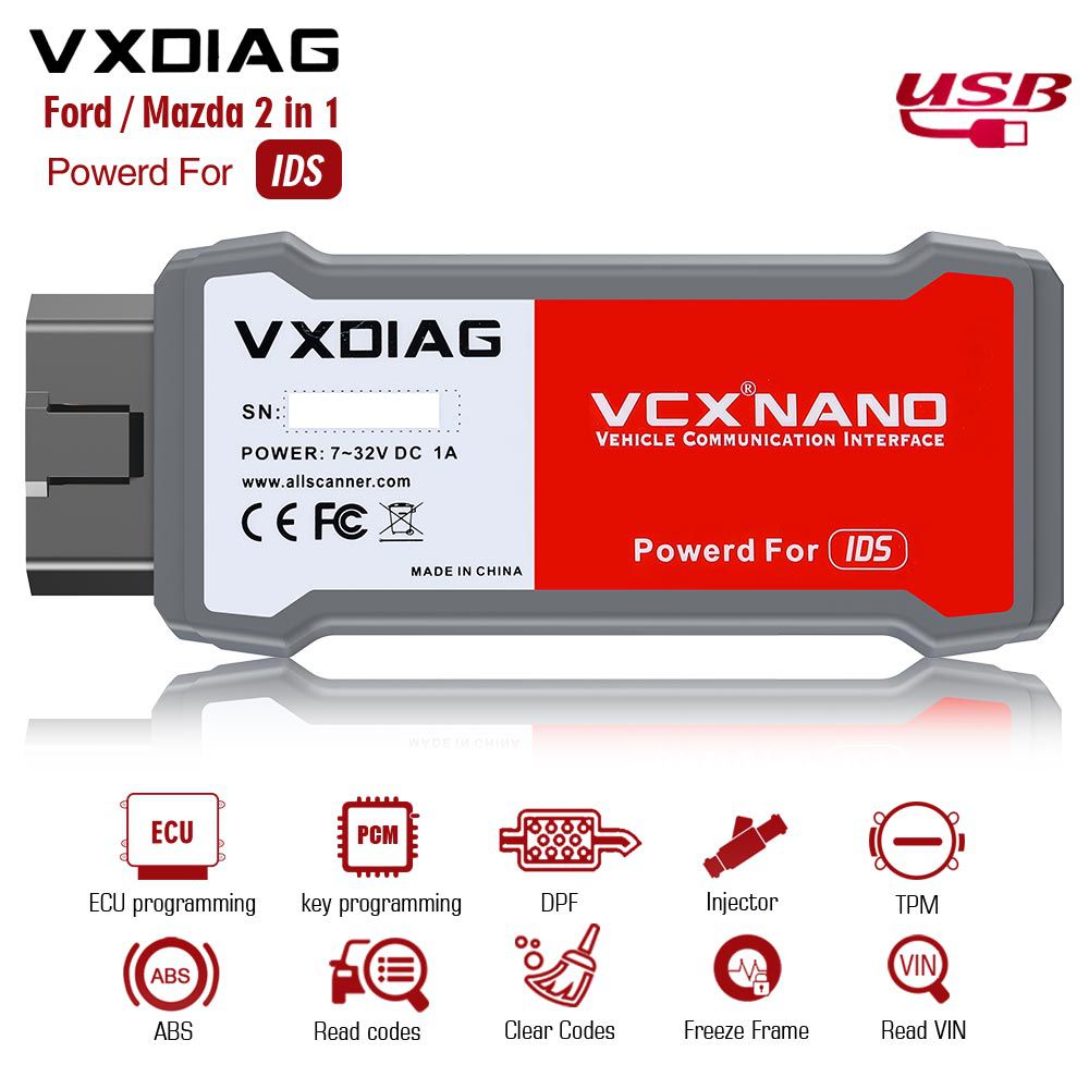 Ford / Mazda dos en uno vxdiag vcx Nano con herramientas de diagnóstico IDS v129