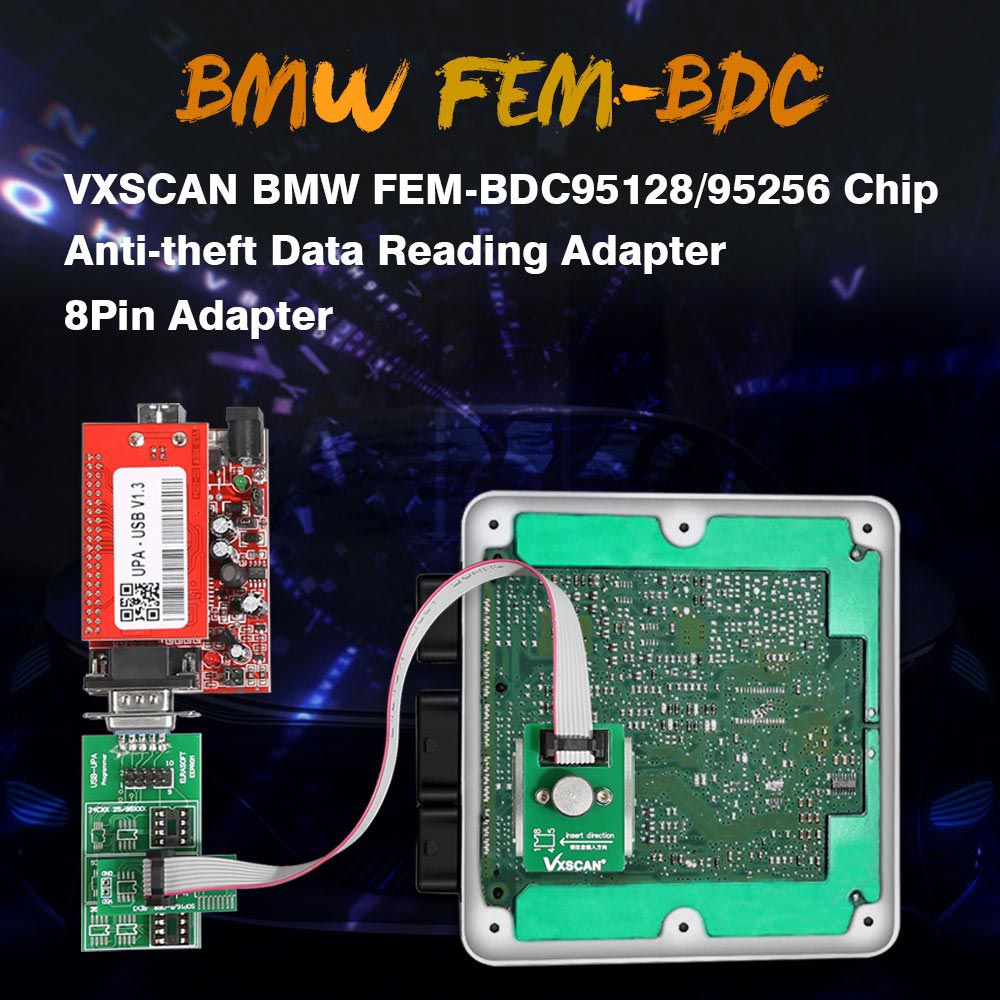 El conector vxscan de 8 Pines BMW Fem - BDC 95128 / 95256 chip antirrobo data Reading Adapter se utiliza con el programador USB vvdi prog / CG pro 9s12 / orange5 / iprog + / upa