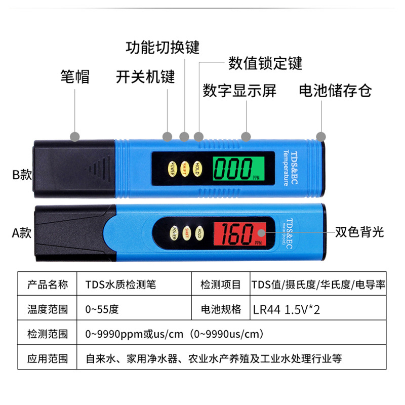 Pluma TDS conductividad CE cultivo sin suelo pluma de detección de calidad del agua TDS pluma de detección de calidad del agua pluma de detección de calidad del agua