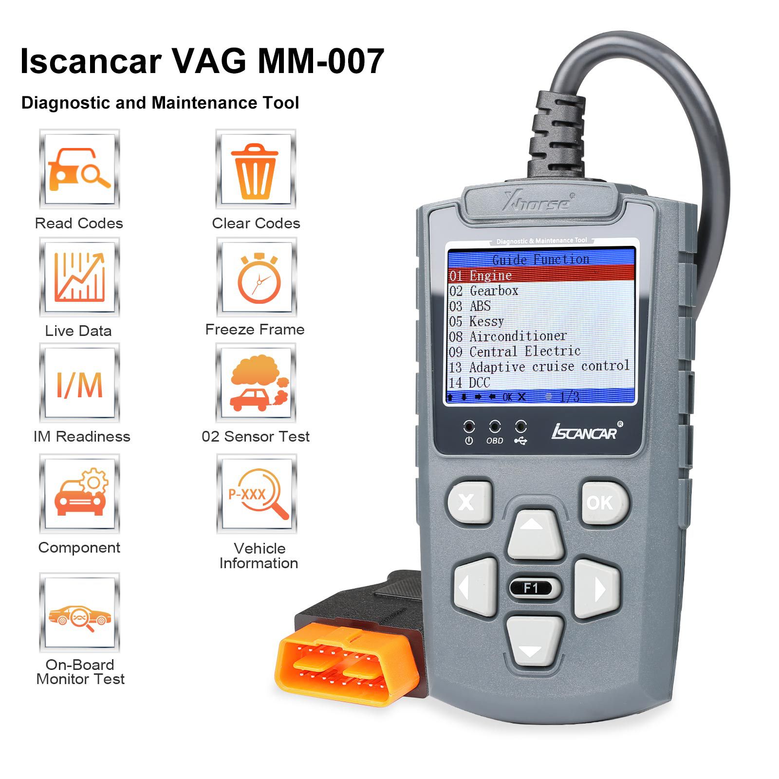 La herramienta de diagnóstico y mantenimiento xhorse iscancar VAG - mm007 admite actualizaciones fuera de línea de las correcciones de kilometraje de volkswagen, audi, skoda, Seat y MQB