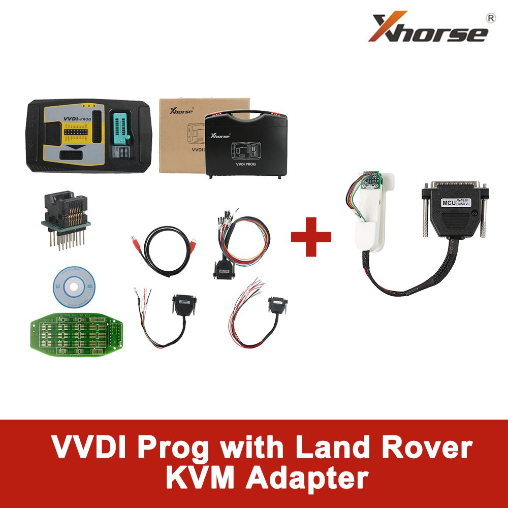 Programador original xhorse vvdi prog, equipado con adaptadores Land Rover kvm, sin necesidad de soldadura