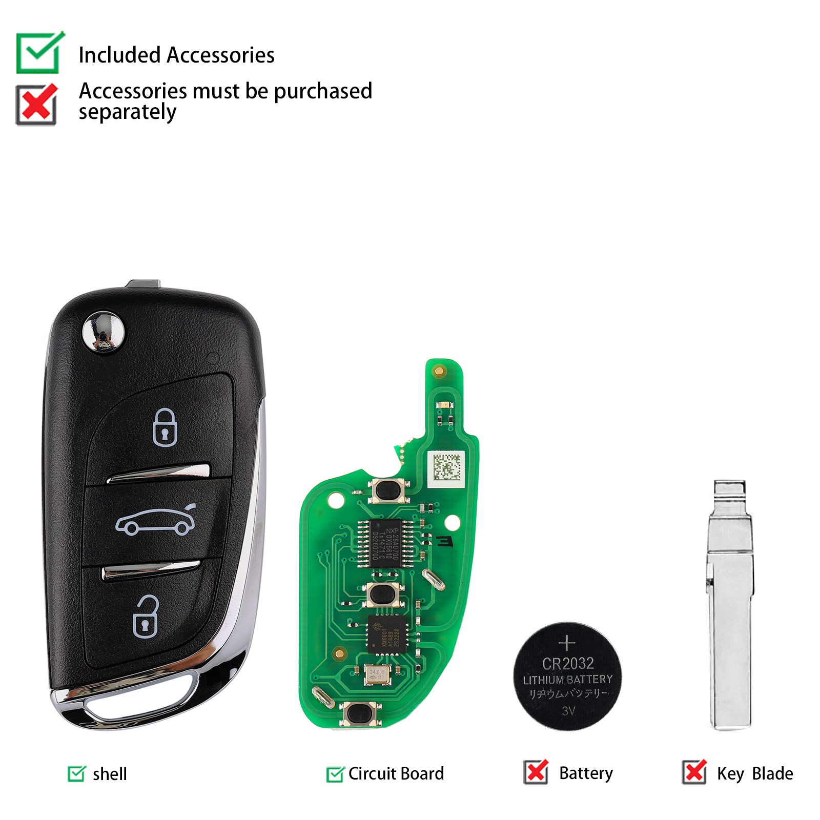 Xhorse DS Style llave de control remoto universal inalámbrica 3 botones xn002 para la herramienta de clave vvdi 5 piezas / lote