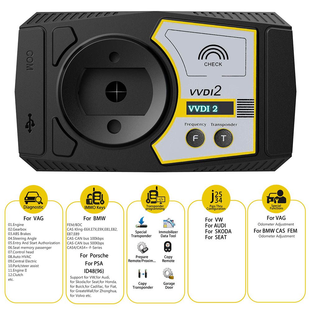 El kit completo v7.3.0 xhorse vvdi2 incluye los 13 programas informáticos, incluido obd48 + 96bit 48 + MQB + BMW fem / BDC