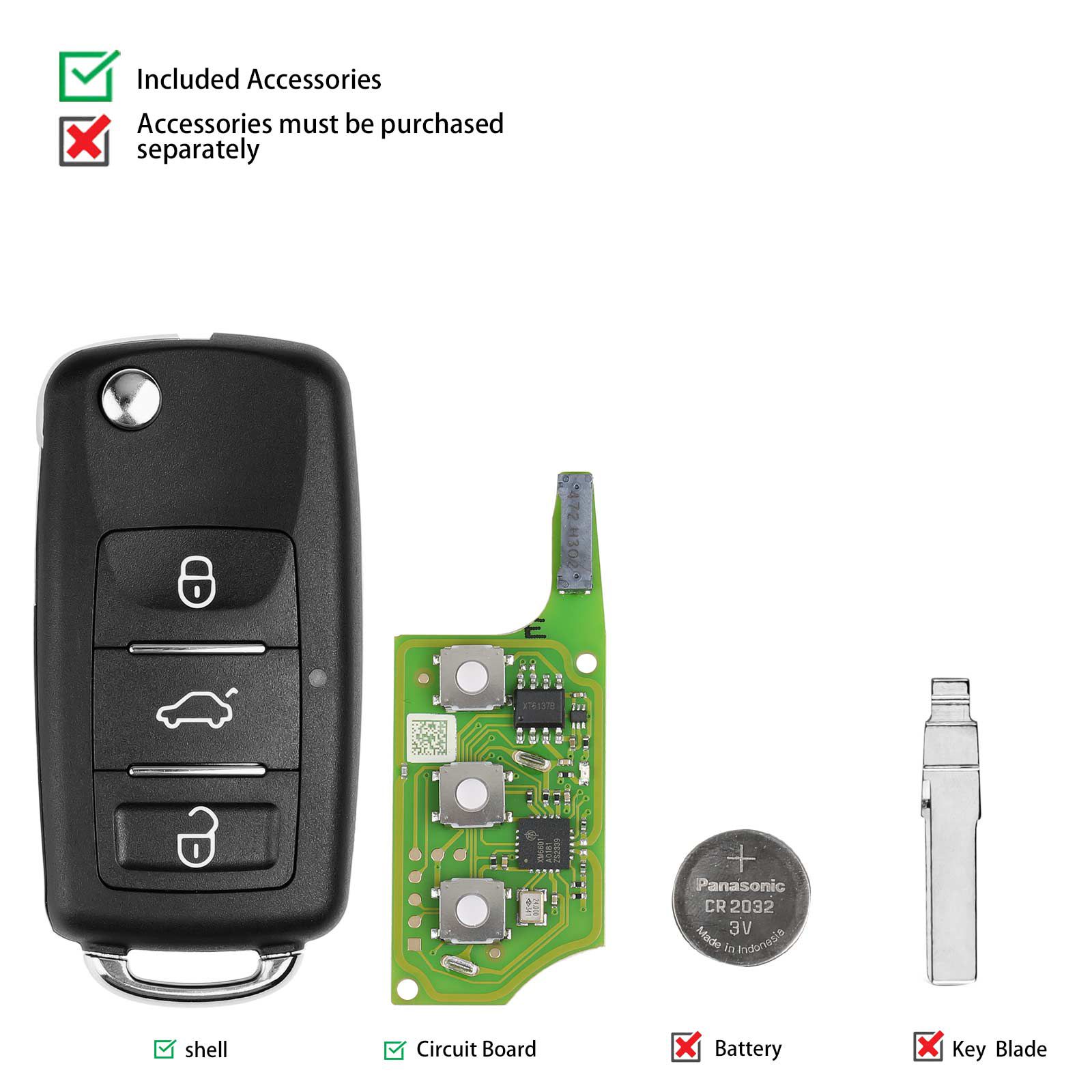 2024 Xhorse XEB510EN Volkswagen B5 Type Super Remote with XT27B Super Chip 5pcs/lot