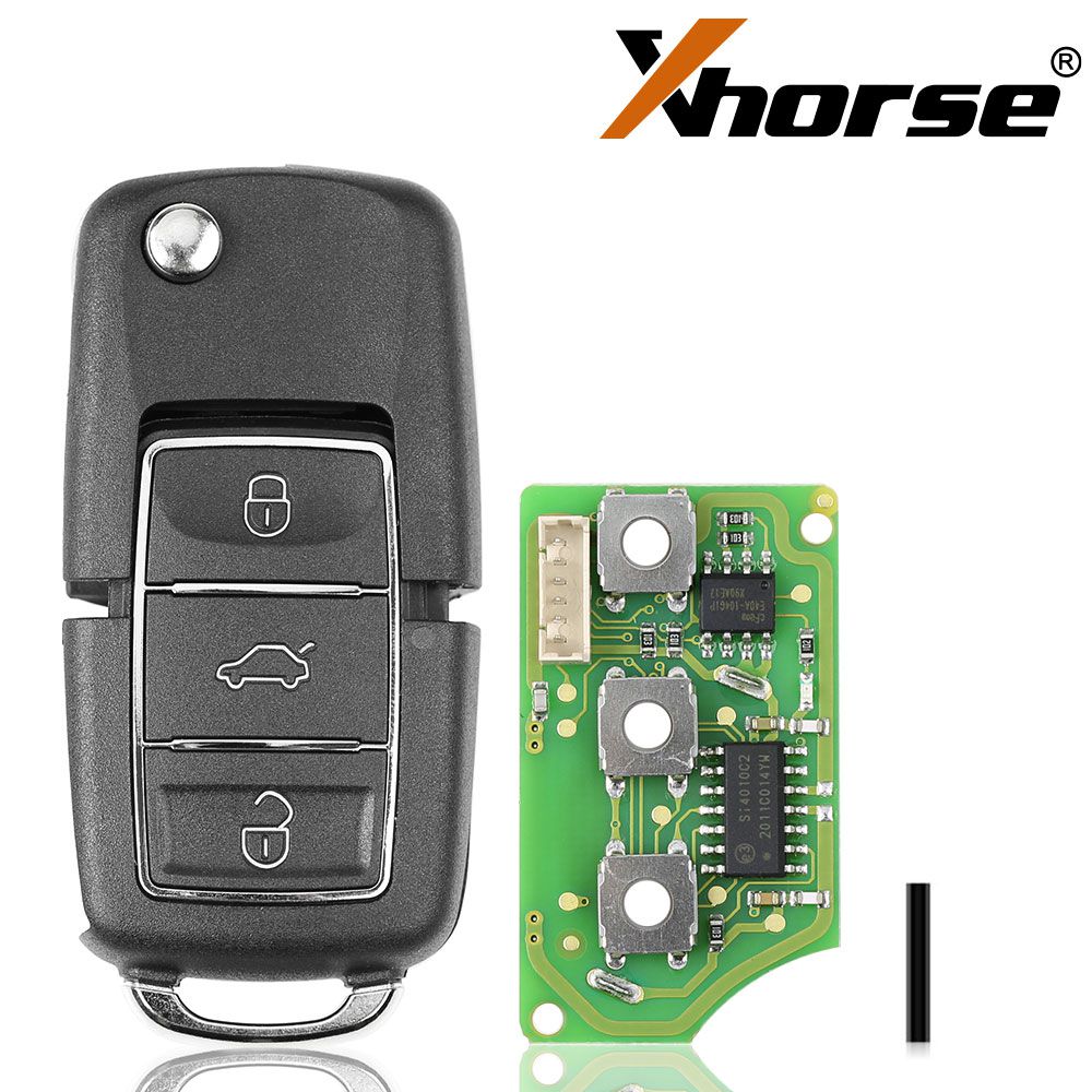 Xhorse xkb506en llave de control remoto por cable VW B5 Fly 3 botones versión en inglés extremadamente negra 10 piezas / lote