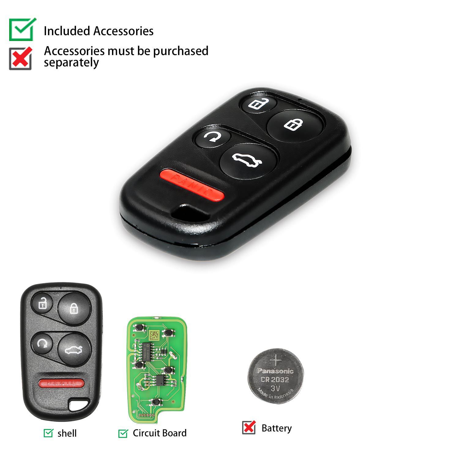 Xhorse XKHO03EN Universal Remote Key Fob for VVDI Key Tool With Remote Start & Trunk Button 5pcs/lot