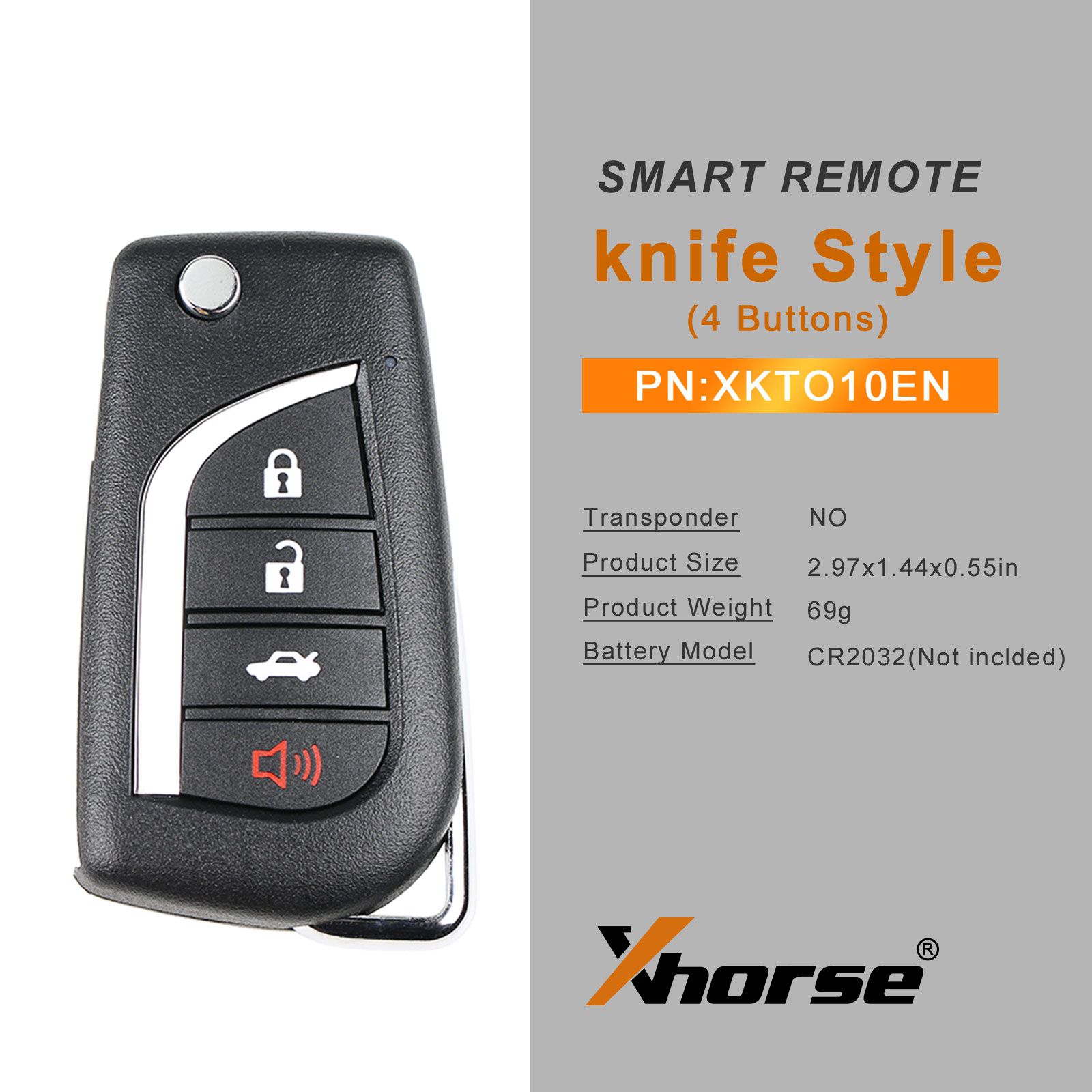 Xhorse xkto10en llave de control remoto por cable Toyota Fly 4 botones versión en inglés 5 piezas / lote