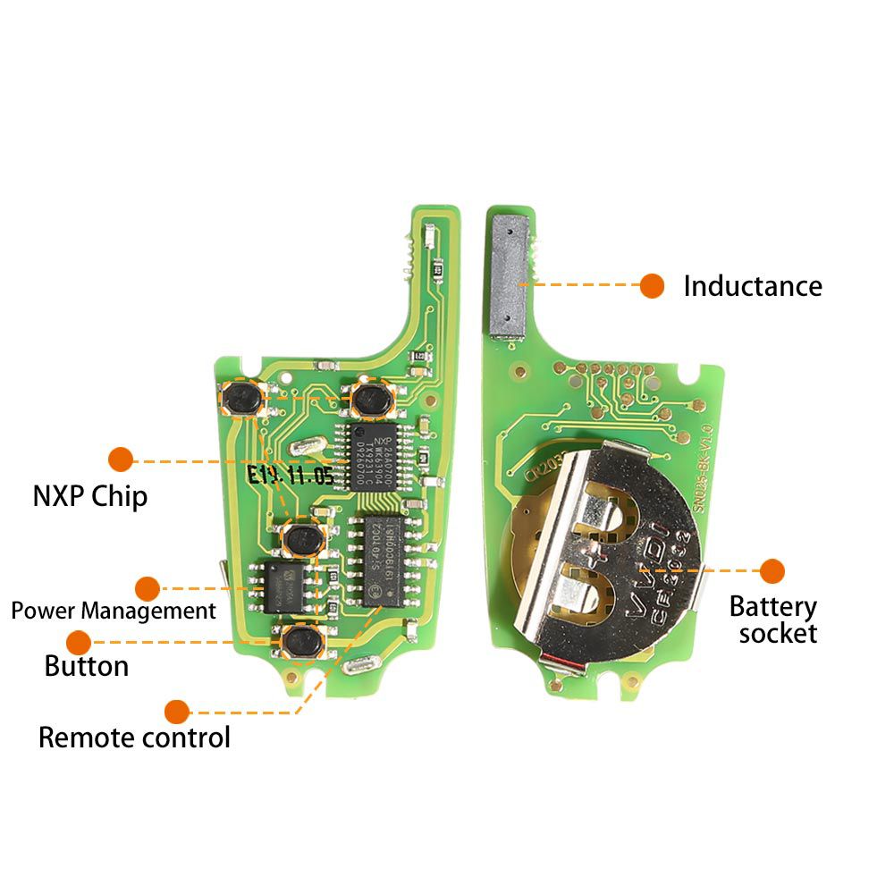 Xhorse xnbu01en llave de control remoto inalámbrico Buick Flip 4 botones versión en inglés 5 piezas / lote