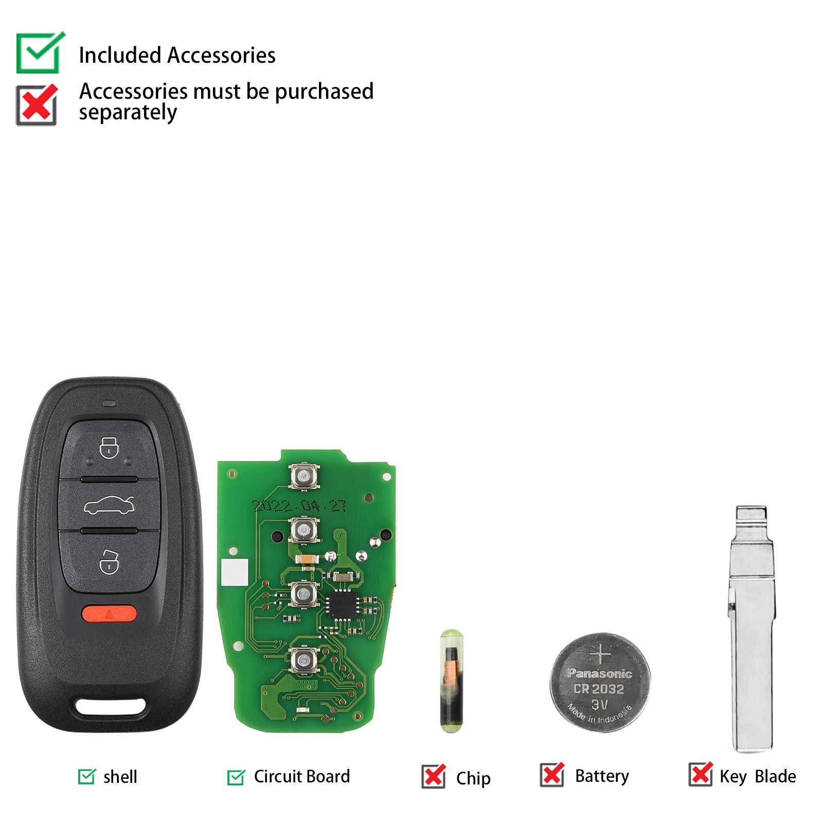 Audi 315 / 433 / 868mhz a6l q5 a4l a8l llave inteligente inalámbrica xhorse xsad1gl vvdi 754j con carcasa de llave