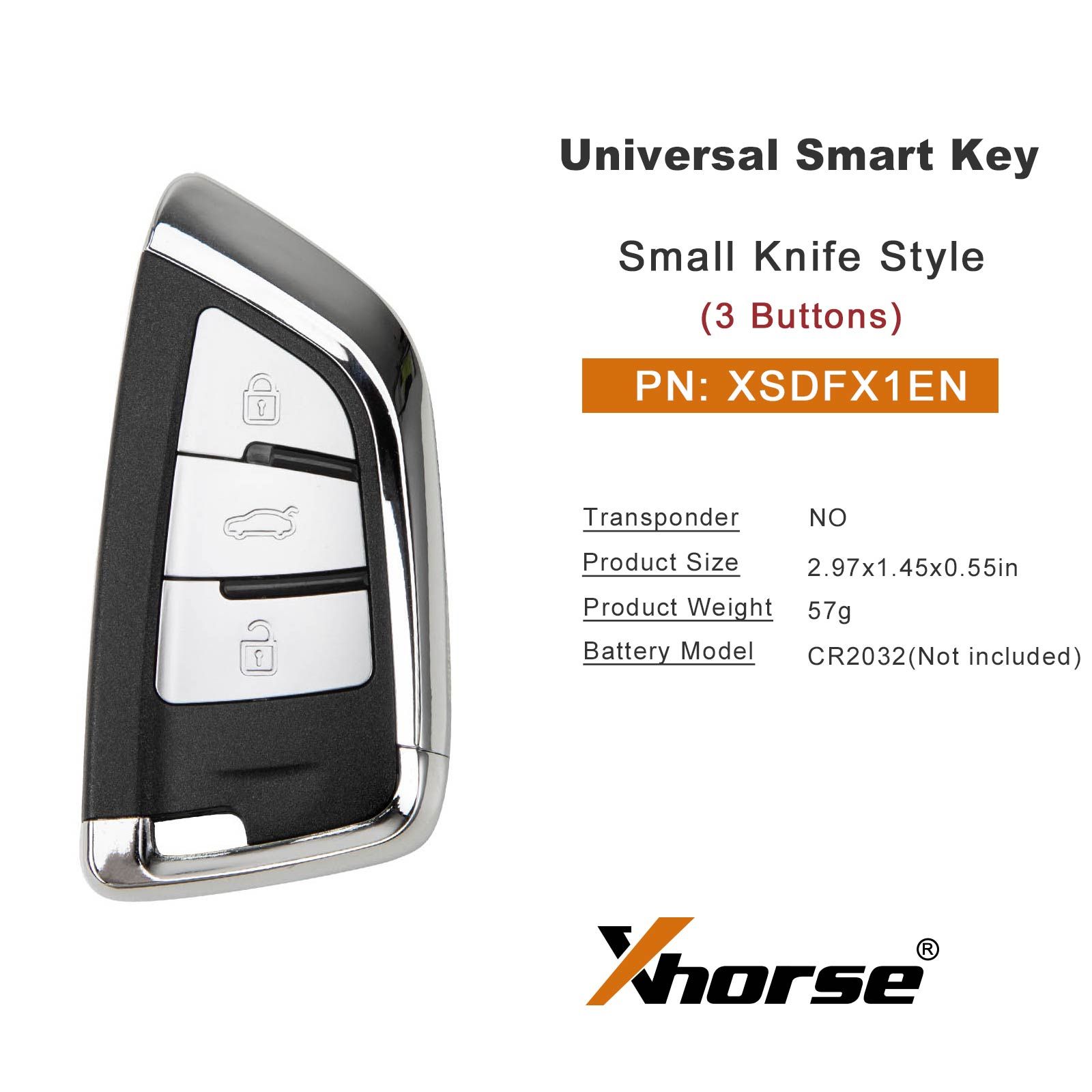 XHORSE XSDFX1EN 3 buttons Small Knife Style Universal Smart Key 5pcs/lot