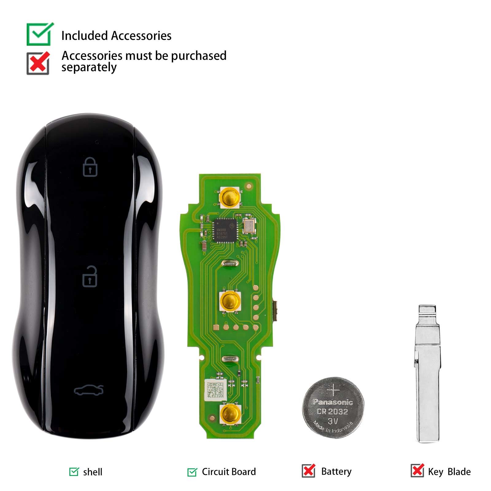 XHORSE XSSC21EN XM38 TOY.T Univesal Smart Key Supercar Style Glossy Black Color 5pcs/lot