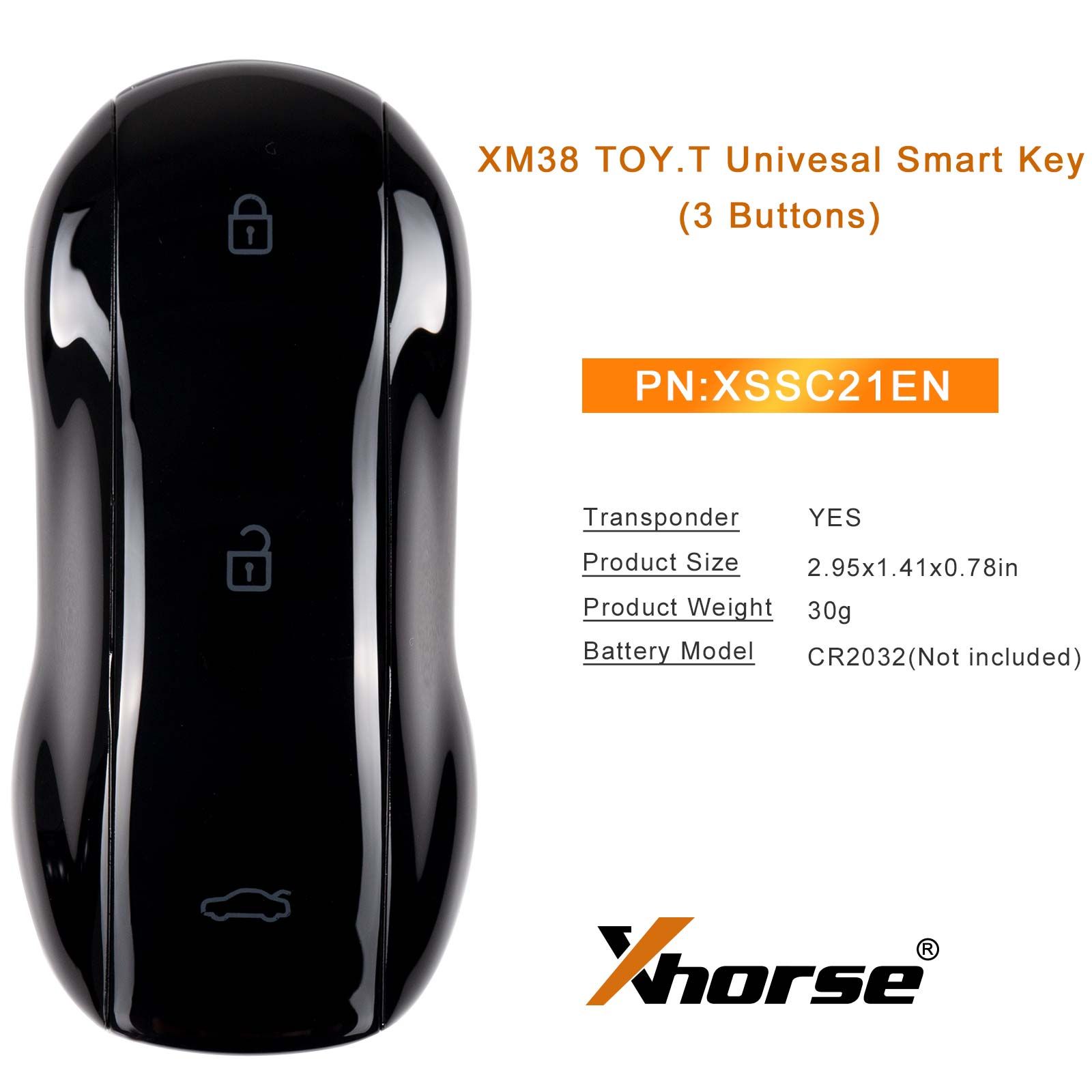 XHORSE XSSC21EN XM38 TOY.T Univesal Smart Key Supercar Style Glossy Black Color 5pcs/lot
