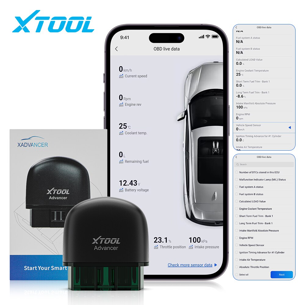 El último lector de código xtool ad20 advancer obd2 de 2023 escanea la herramienta de diagnóstico de motores automotrices android / Ios por encima de la actualización elm327 / ad10