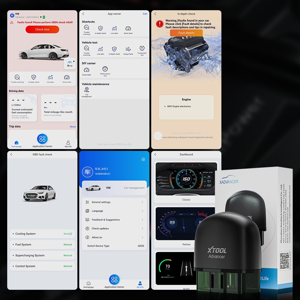 El último lector de código xtool ad20 advancer obd2 de 2023 escanea la herramienta de diagnóstico de motores automotrices android / Ios por encima de la actualización elm327 / ad10