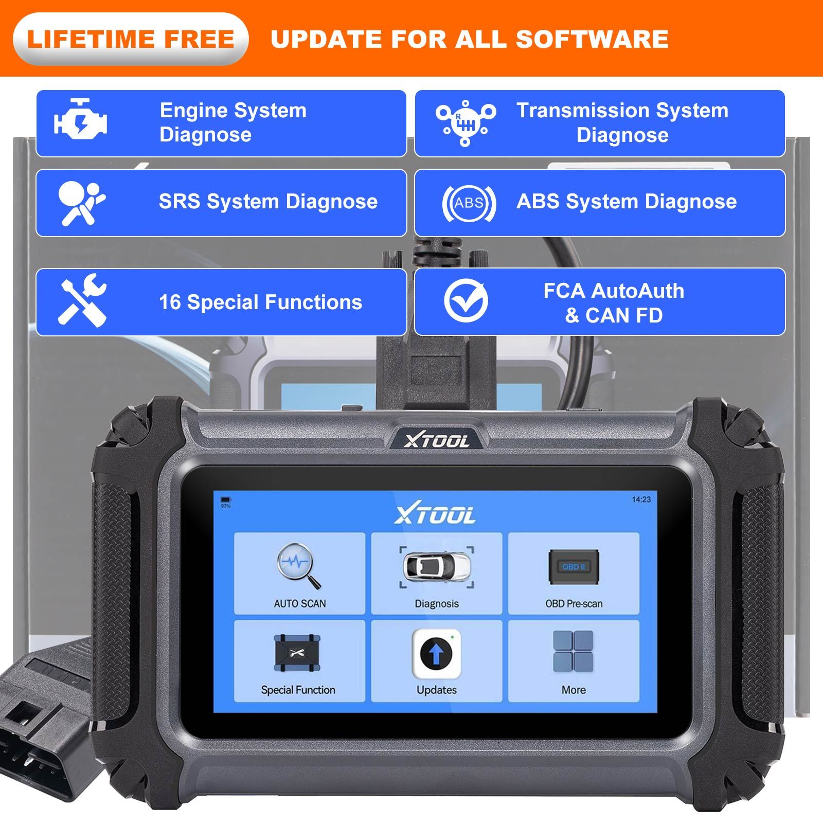 XTOOL D5S Vehicle Scanner with 16 Maintenance Services Supports Oil Light Reset, EPB, SAS, DPF, BMS Reset, Throttle, TPMS Reset, ABS