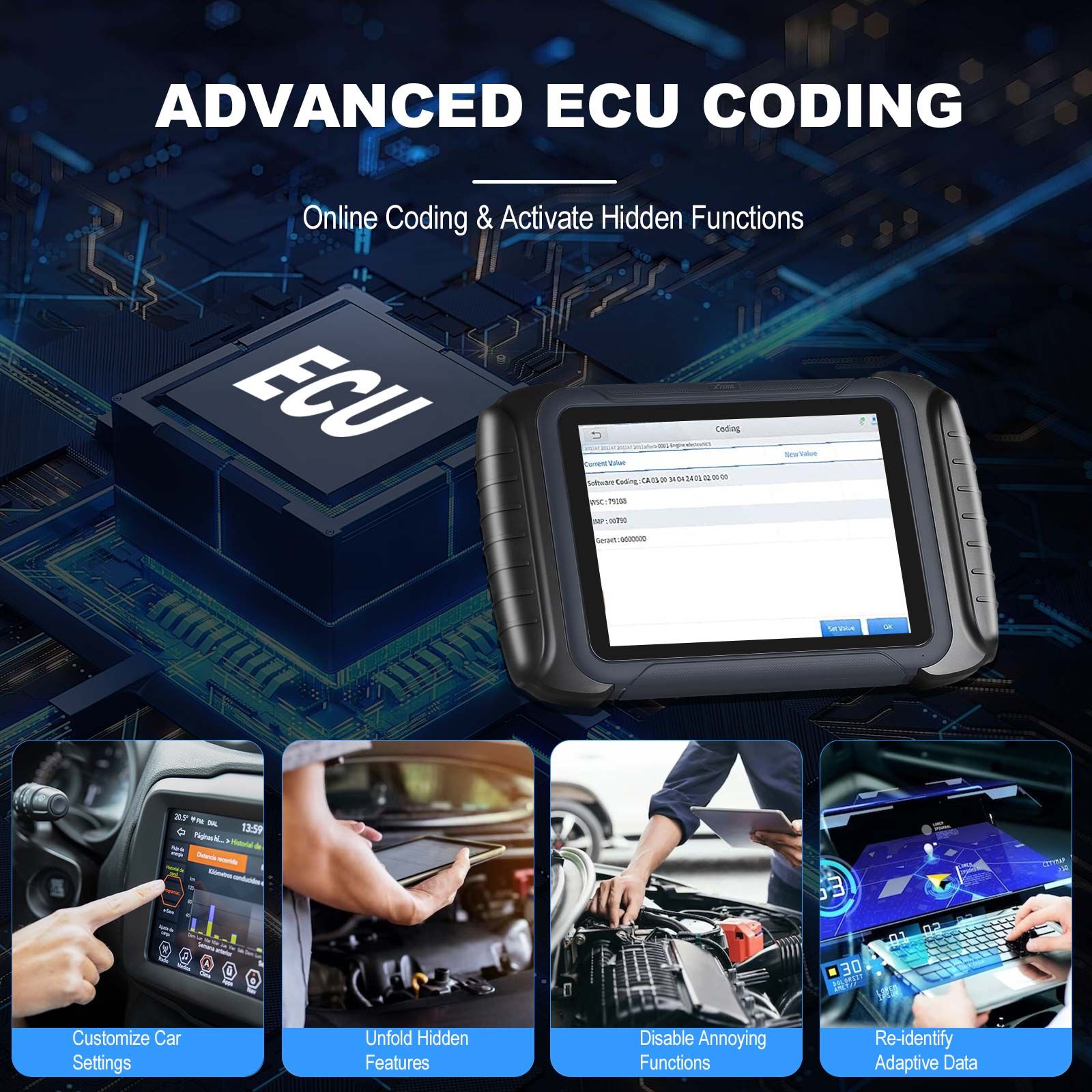XTOOL D8BT Full System Diagnostic Tool Active Test With 38 Service Functions ECU Coding Support CAN FD