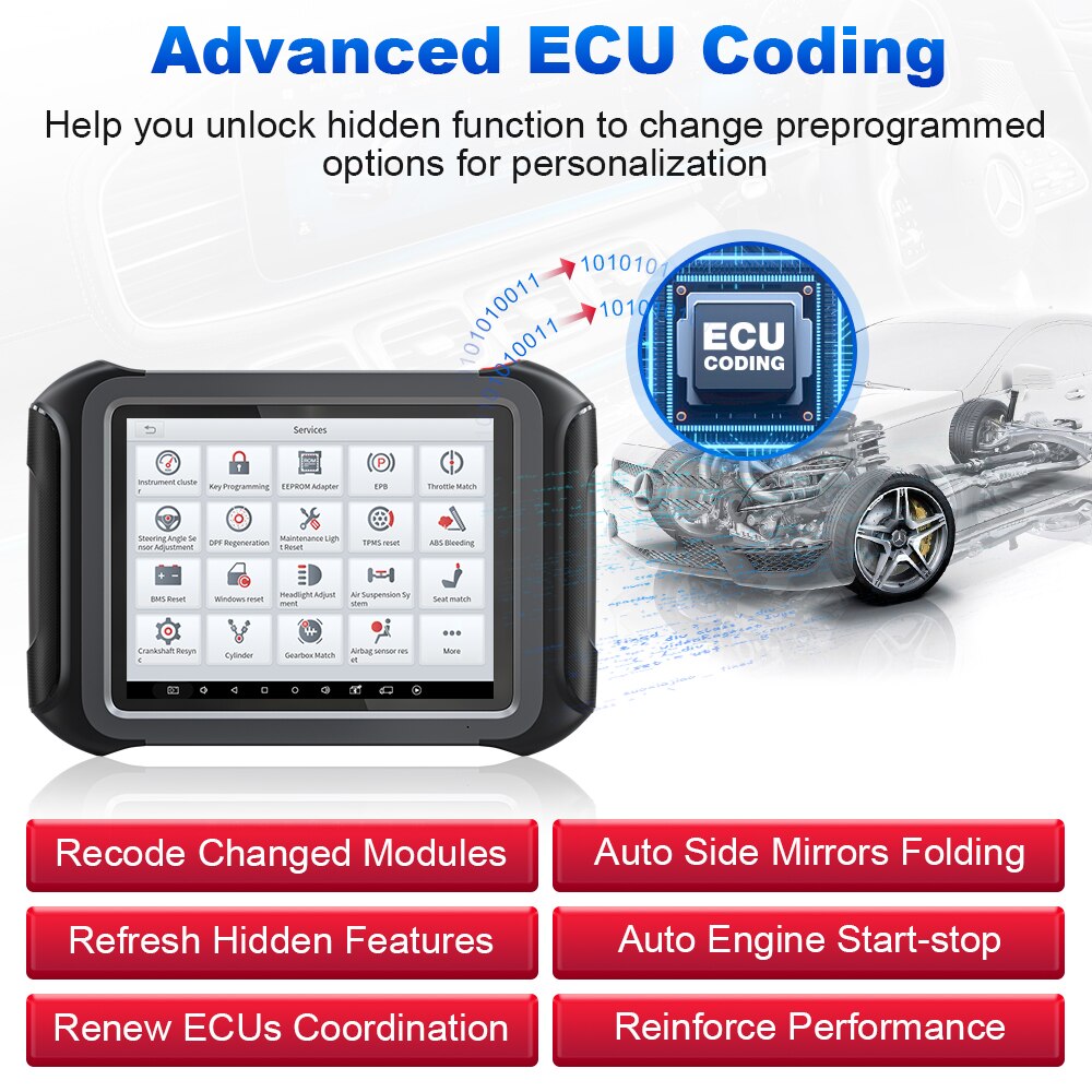 Mapa topológico de la herramienta de diagnóstico de fallas automotrices xtool D9 control bidireccional Código ECU diagnóstico completo y 42 + reset soporte doip y can FD