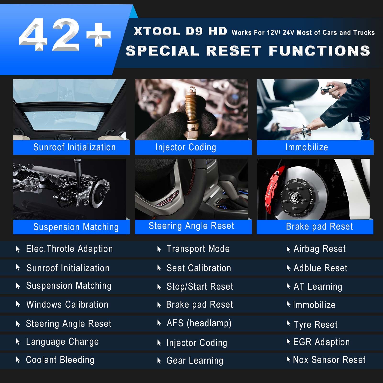 XTOOL D9HD Truck and Car diagnostic tool 12V to 24V 42+Special Functions Topology Mapping for Diesel/gasoline Replace PS90 PRO