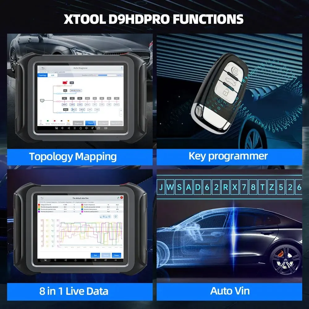 Auto- und LKW-Vollfunktions-Diagnosewerkzeug XTOOL D9HD 12V und 24V für Hochleistungsscanner-mechanische Werkstattwerkzeuge