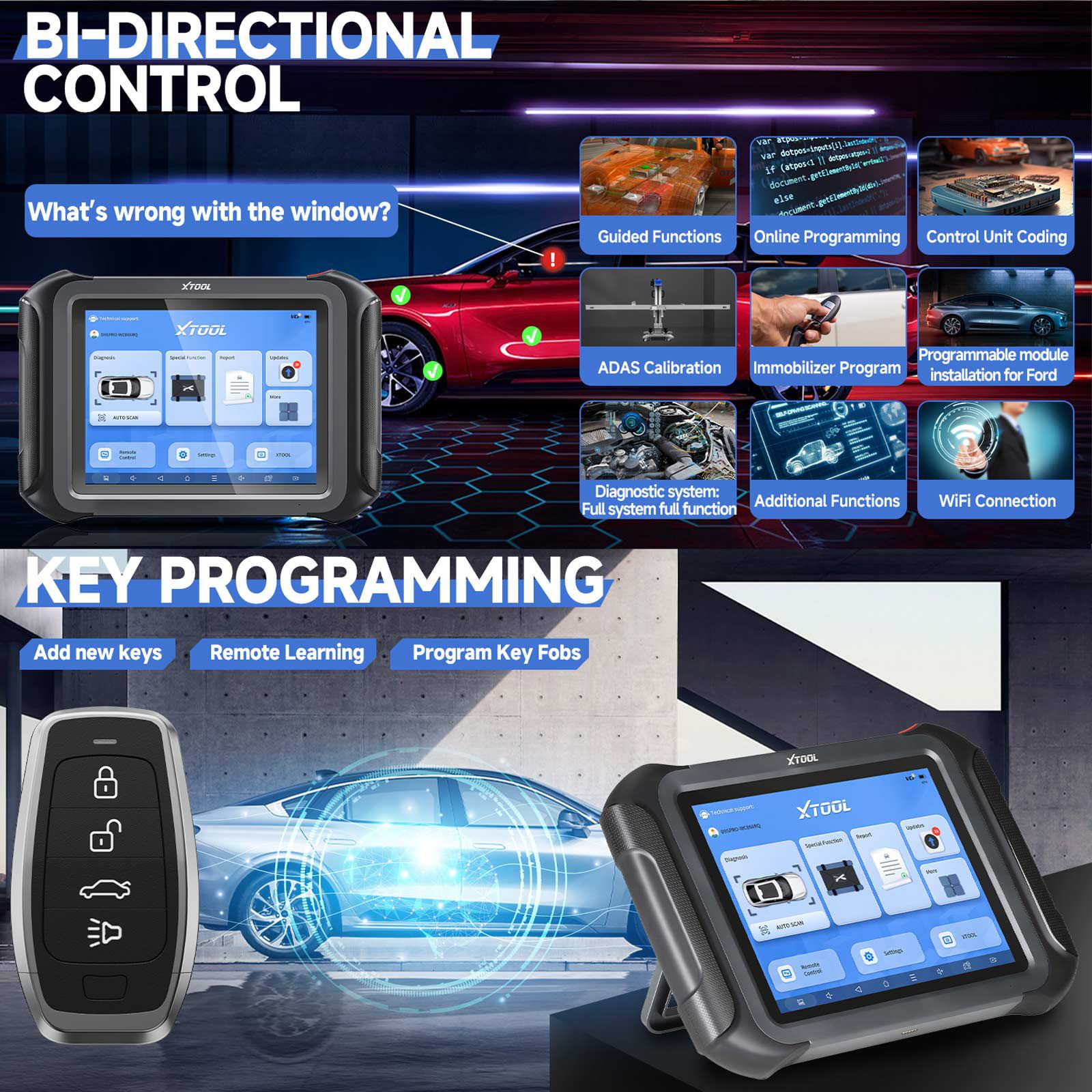 2023 XTOOL D9S Pro Wifi Connection Auto Diagnostic Scanner Support ECU Coding Topology Mapping Key Programming 42 Service Functions CAN FD DoIP