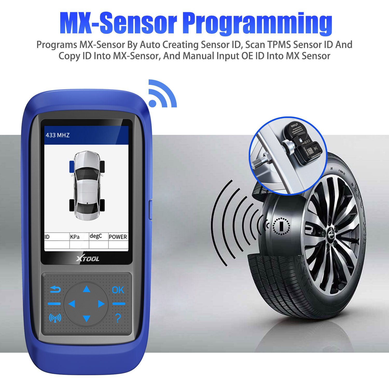 Xtool tp150 sistema de monitoreo de presión de neumáticos obd2 herramienta de escaneo tpms con sensores 315 y 433 MHz