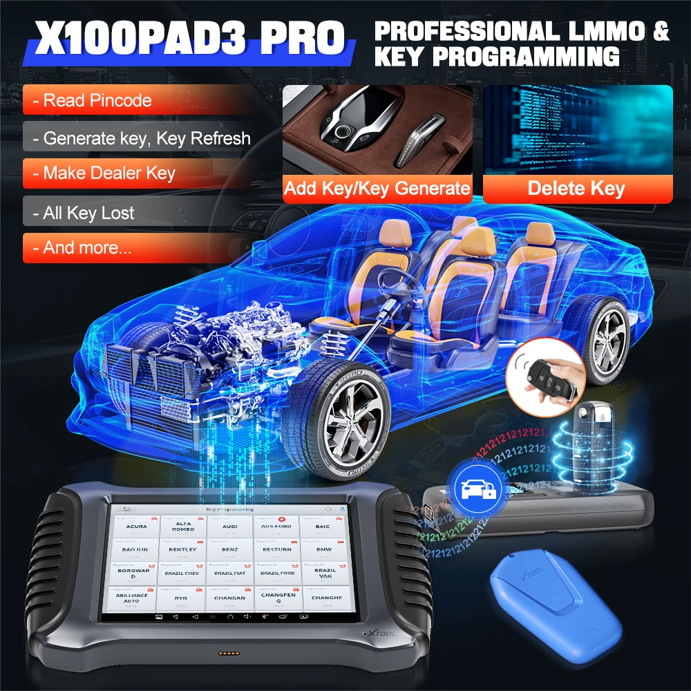 XTOOL X100 PAD3 Pro Key Programming Tools Bidirectional Scan Tools With 38+ Services Full Car Diagnostic With KC501 All Key Lost